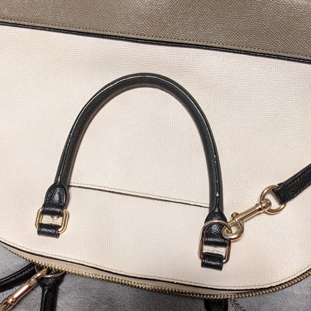 Coach Sierra Satchel Bag Crossbody Cream,  Black, and Gray Cross Grain Leather - Picture 6 of 15